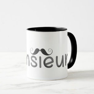 Mug Citation et moustache de Français de MONSIEUR