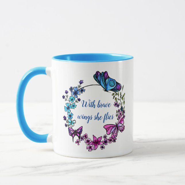 Mug Citation et nom faits sur commande de papillon et (Gauche)