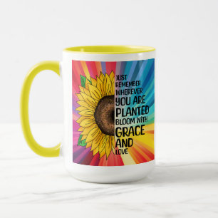 Mug Citation et tournesol tiré à la main