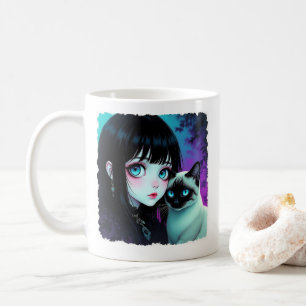 Mug Citation Fille Anime et Chat Siamois