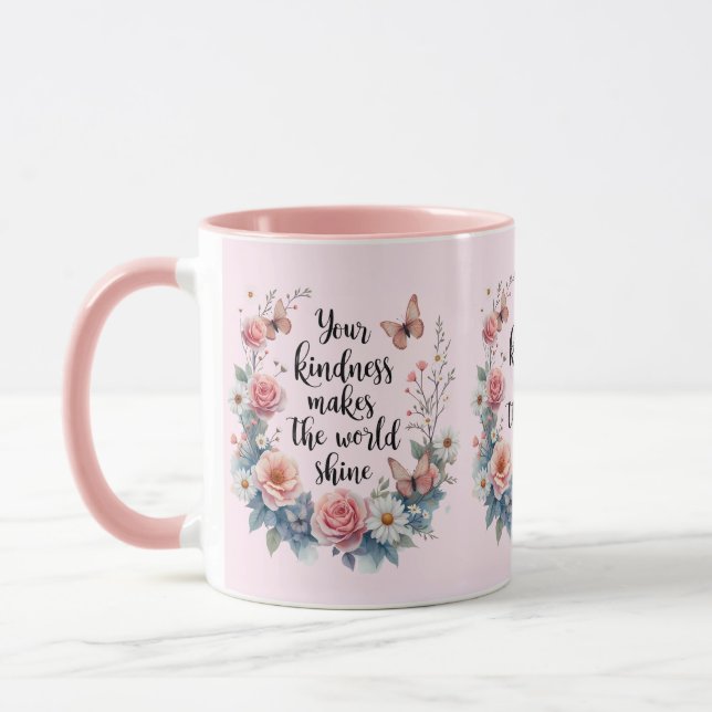 Mug Citation florale inspirante avec papillons (Gauche)