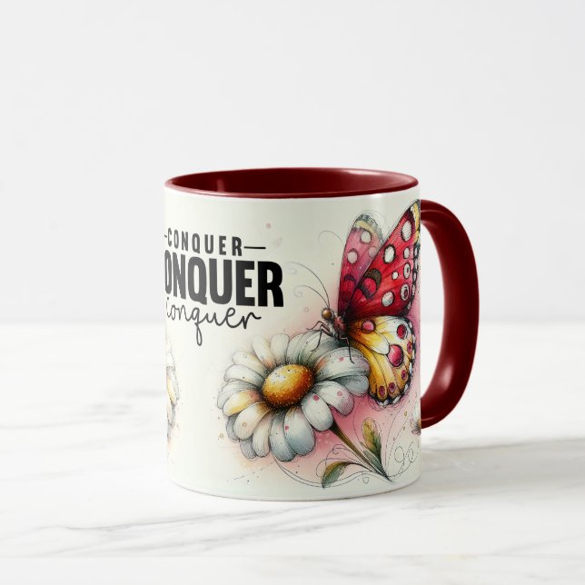 Mug Citation florale inspirante/positive avec envelopp (Devant droit)