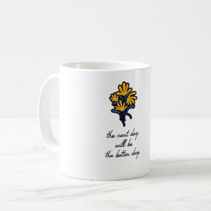 Mug Citation florale jaune motivationnel