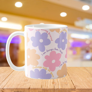 Mug Citation Florale super, Rétro Affirmation Positive