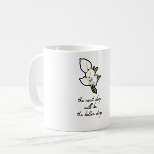 Mug Citation Inspirante au Lys d'Été Blanc Élégant