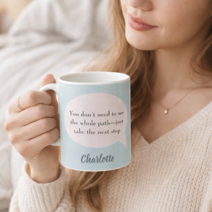 Mug Citation inspirante de couleur vert sauge et rose 