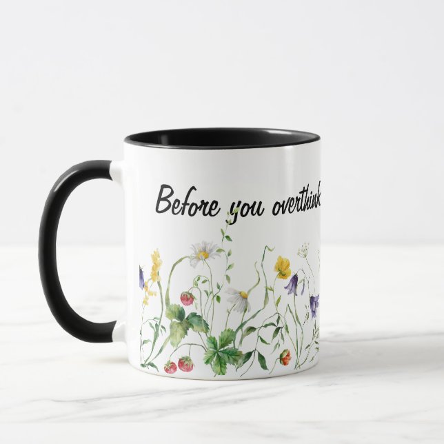 Mug Citation inspirante et Fleur sauvage en blanc (Gauche)