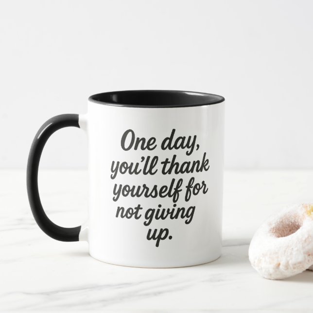 Mug Citation Inspirante Typographie Gras Amélioration  (Avec donut)