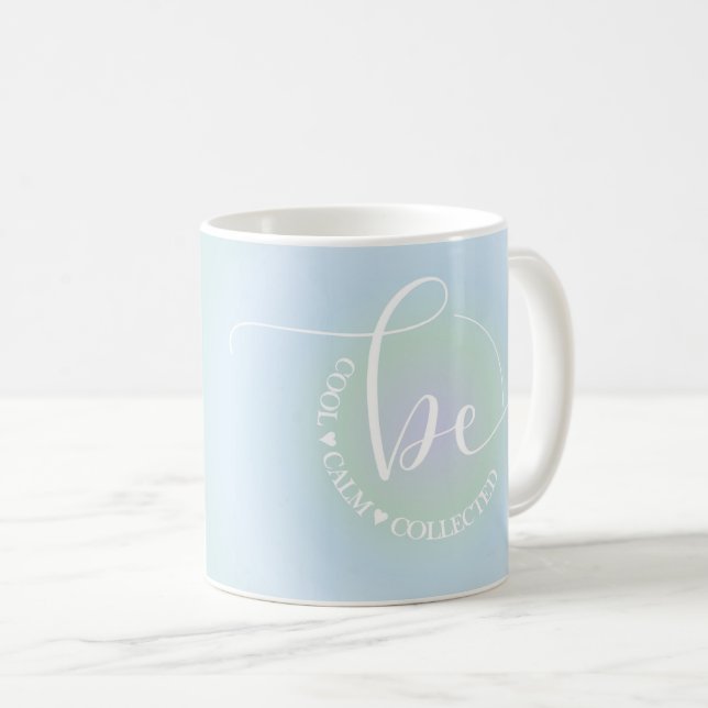 Mug Citation Inspiration moderne Bleu Soyez Cool Calme (Devant droit)
