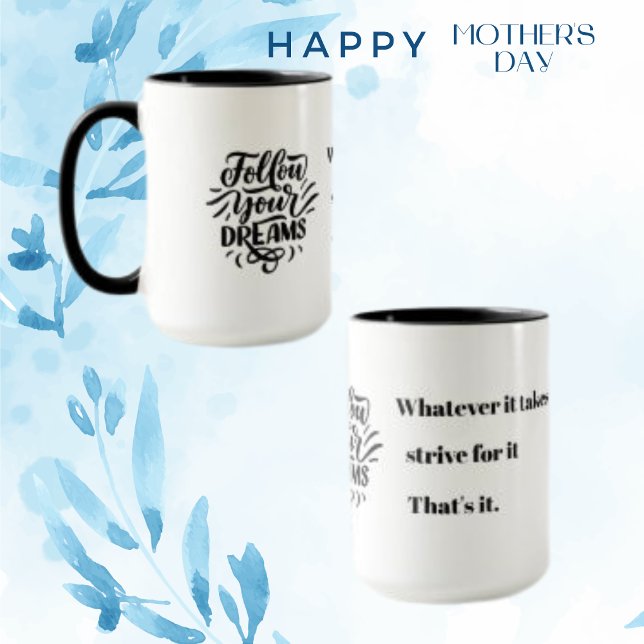 Mug Citation Inspirational CutOut Black Message Café (Créateur téléchargé)