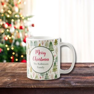 Mug Citation Joyeux Noël Nom Arbres de Forêt Saisonnie