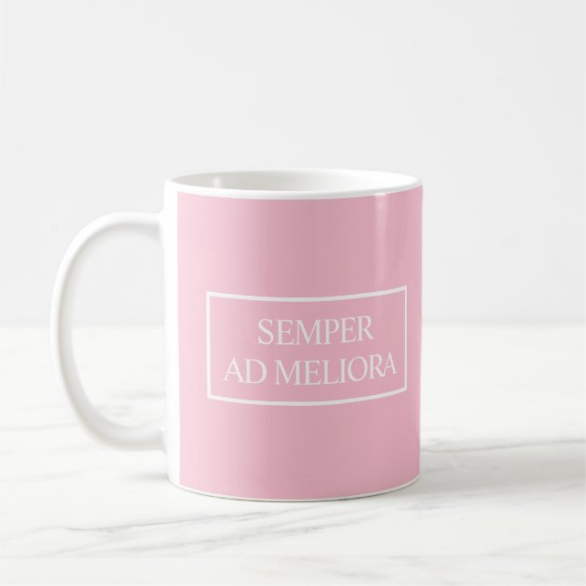 Mug Citation latine Semper Ad Meliora Rose (Gauche)
