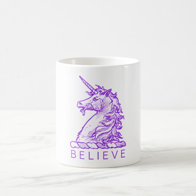 Mug Citation magique violette Unicorn Croire ou nom (Centre)