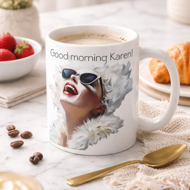 Mug Citation Matinale Personnalisée Femme Glamour Drôl (Créateur téléchargé)