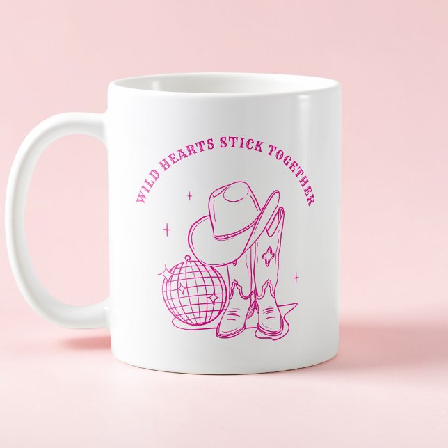 Mug Citation Meilleures Amies Disco Western Rose Moder (Modern Hot Pink Western Disco Best Friends Quote Coffee Mug)