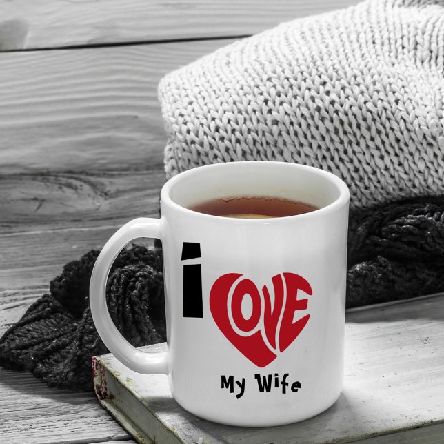 Mug Citation Moderne J'Aime Cœur Rouge (Créateur téléchargé)