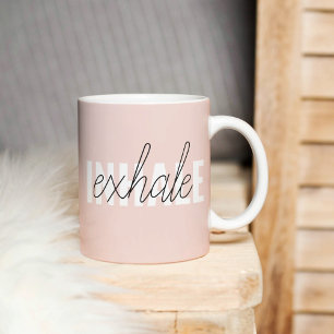 Mug Citation moderne Pastel Pink Inhale Exhale