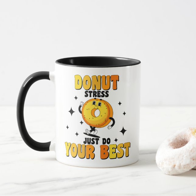 Mug Citation motivante drôle de beignet rétro (Avec donut)