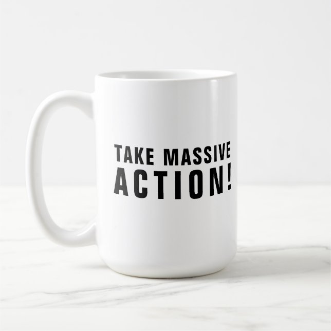 Mug Citation Motivante Noir BlancPrenez des Mesures Ma (Gauche)