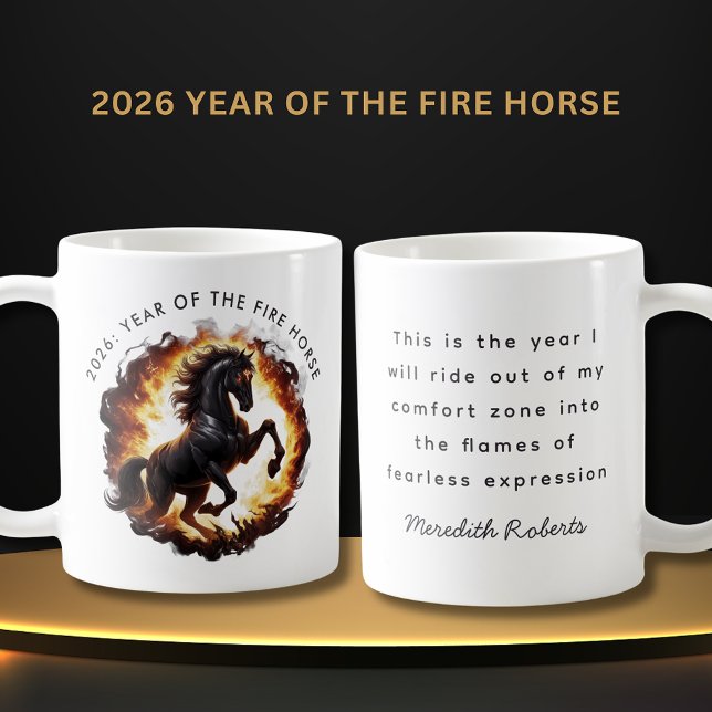 Mug Citation motivante pour l'année 2026 du Cheval de  (2026 Year of the Fire Horse Motivational Quote Coffee Mug)