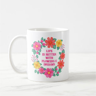 Mug Citation Motivationnelle Inspiration Florale Rose