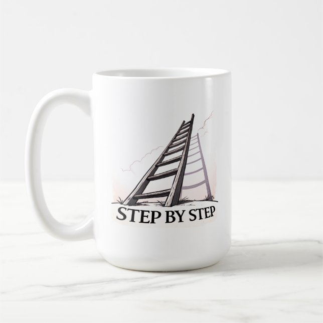 Mug Citation motivationnelle minimale étape par étape  (Gauche)