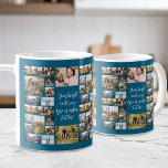 Mug Citation personnalisée de 34 photos<br><div class="desc">Créez votre propre devis personnalisé photo collage mug. Caractéristiques 34 de vos photos préférées et texte personnalisé dans la typographie de calligraphie moderne. L'impression est répétée à l'avant et à l'arrière.</div>