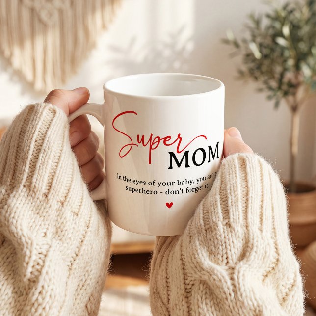 Mug Citation pour Super Maman, Cadeau de maman mignon (Créateur téléchargé)