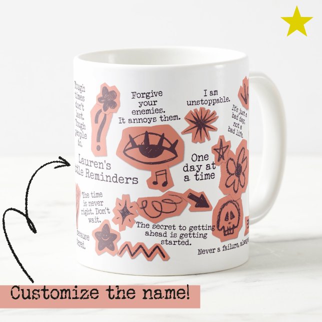 Mug Citation quotidienne d'affirmation rose avec nom p (Créateur téléchargé)