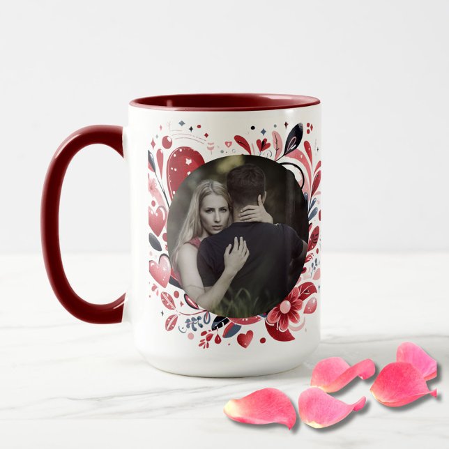Mug Citation romantique "Soyez à moi" Coeur rouge fonc (Créateur téléchargé)
