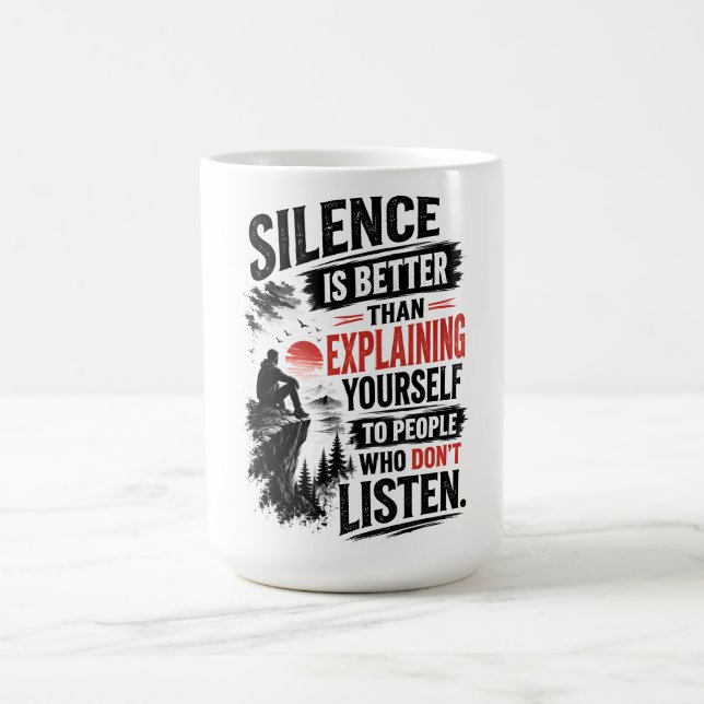 Mug Citation sur le silence est préférable à l'explica (Centre)