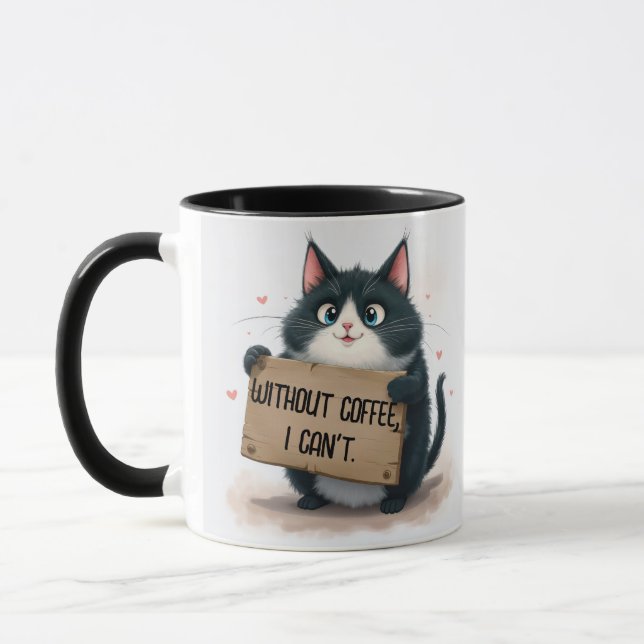 Mug Citations amusantes de café avec chat (Gauche)