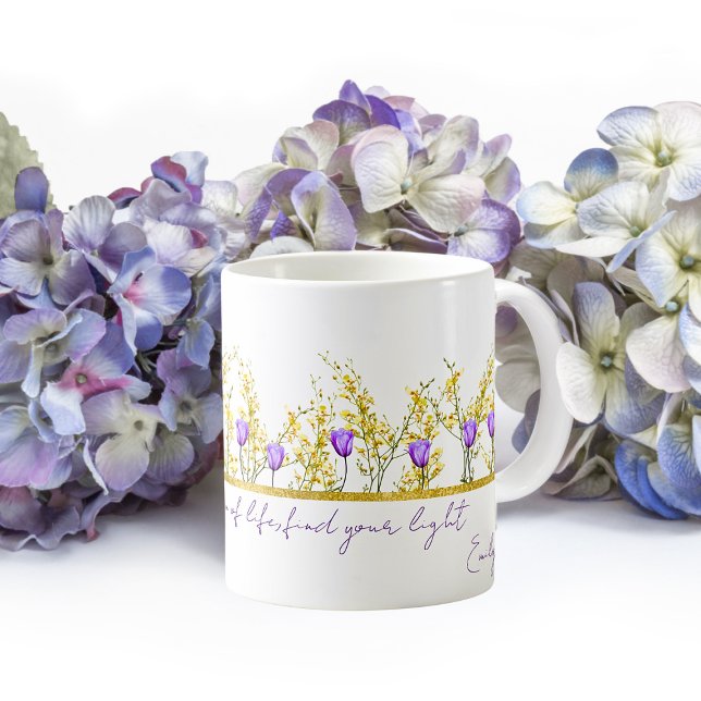 Mug Citations de Fleurs Jaunes et Violettes (Créateur téléchargé)