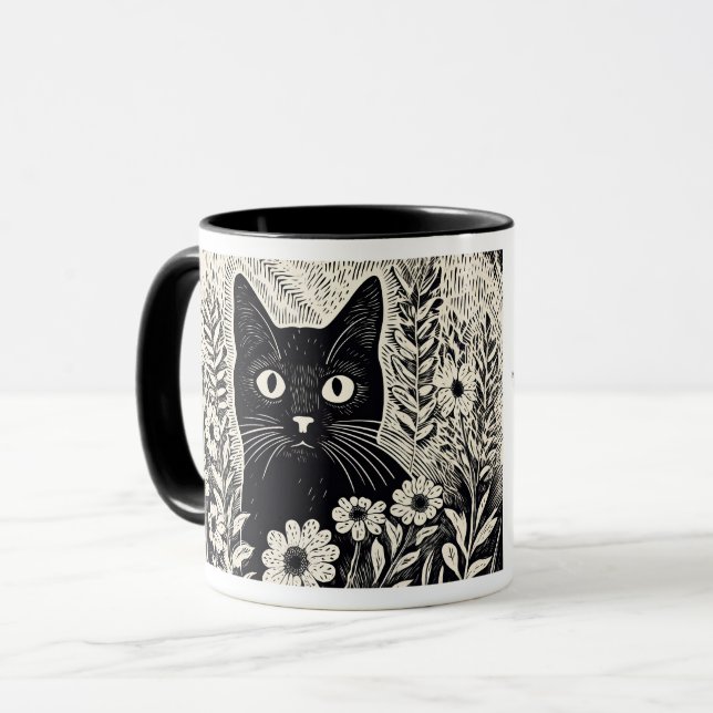 Mug Citations d'Humour Chat floral Somthings Rien (Devant gauche)