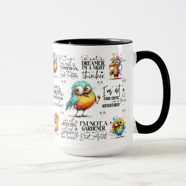 Mug Citations d'oiseaux amusants (Droite)
