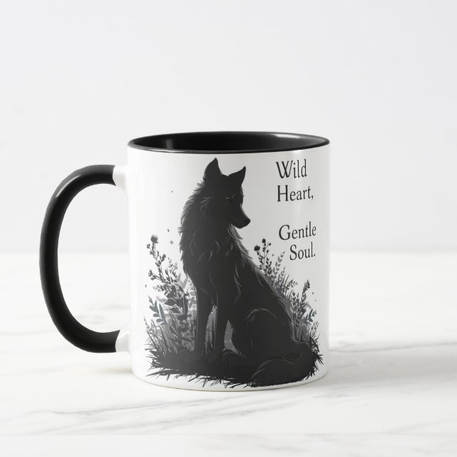 Mug citations esthétiques tasse- t-shirts de loup noir (Gauche)