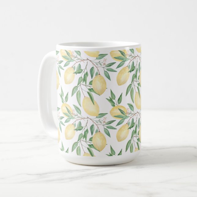 Mug Citron aquarelle fruit agrume (Devant gauche)