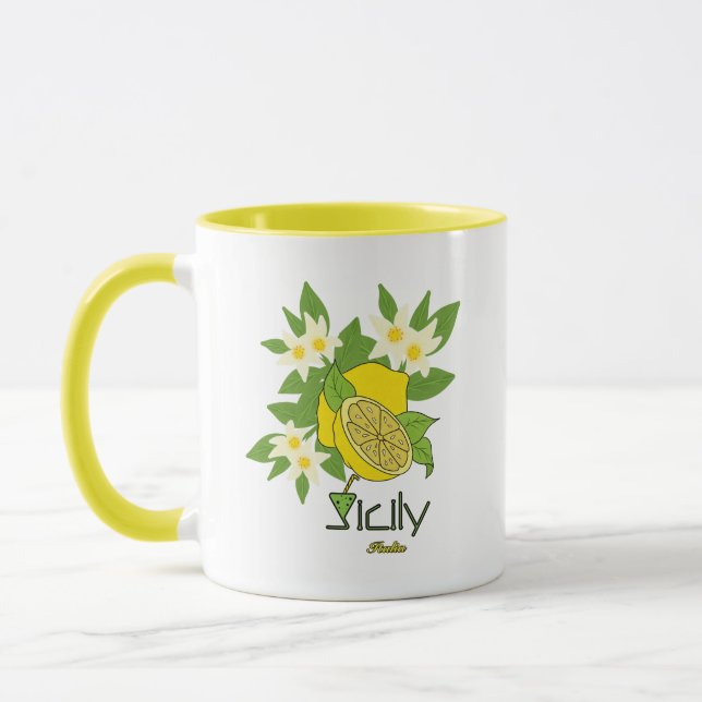 Mug Citron avec fleurs (Gauche)