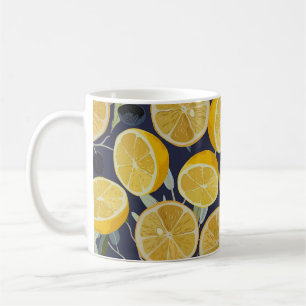 Mug Citron, branche d'olivier, vintage sans soudure.