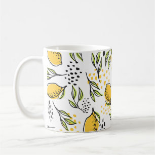 Mug Citron, branches vertes : motif abstrait.