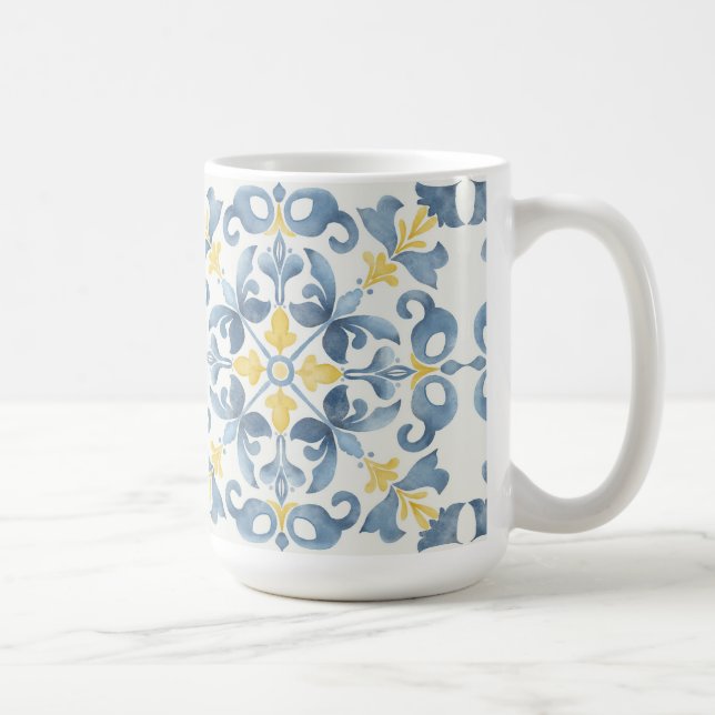 Mug Citron en carrelage bleu italien (Droite)