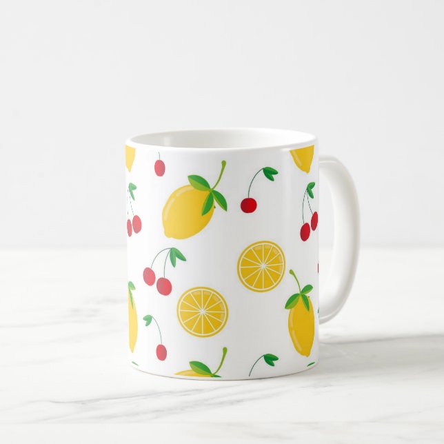Mug Citron et Cerises d'Été Vibrants  (Devant droit)