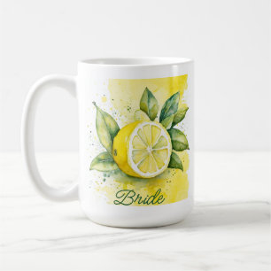 Mug Citron Jaune Agrume Fruit Joli Aquarelle Mariée