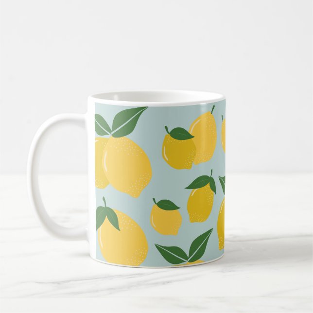 Mug Citron Motif Fruit Rétro Jaune Sur Vert (Gauche)