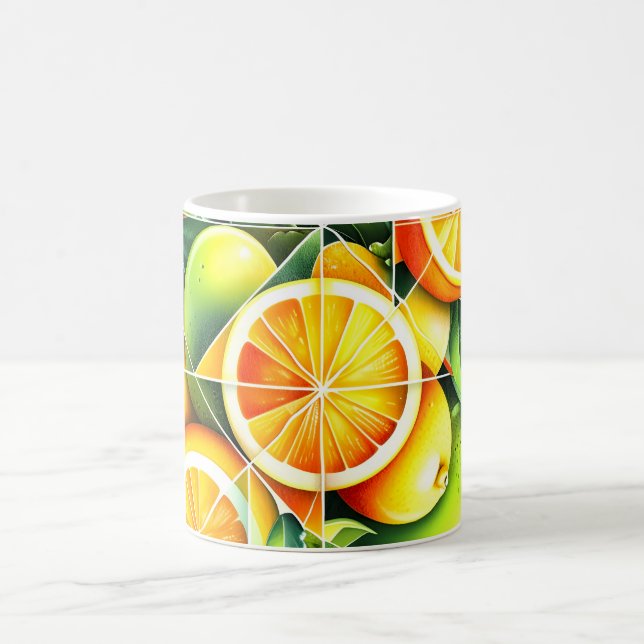 Mug Citron Orange Botanique Citrus Géométrique (Centre)