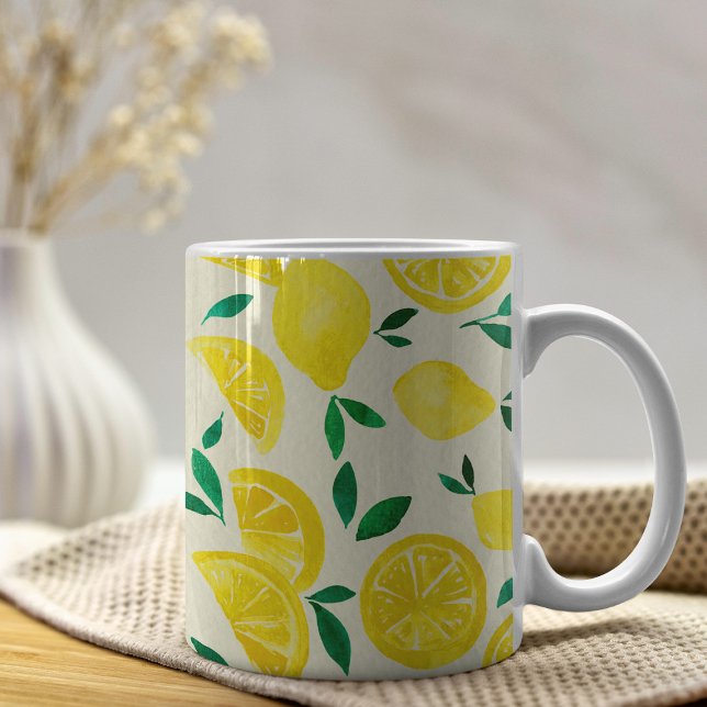 Mug citrons d'aquarelle - jaune et vert (Créateur téléchargé)