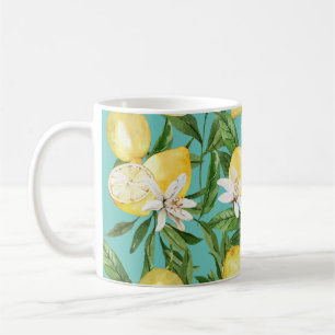 Mug Citrons d'été et fleur de citron café motif mu