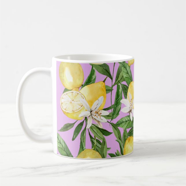 Mug Citrons d'été et fleur de citron café motif mu (Gauche)