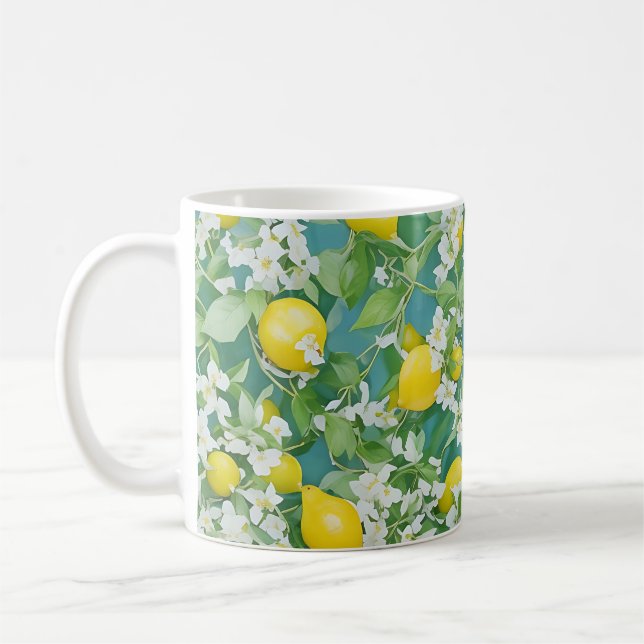 Mug Citrons et fleurs blanches (Gauche)