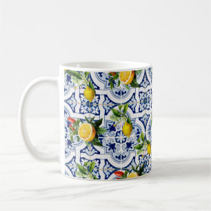 Mug citrons et oranges siciliens motif vintage